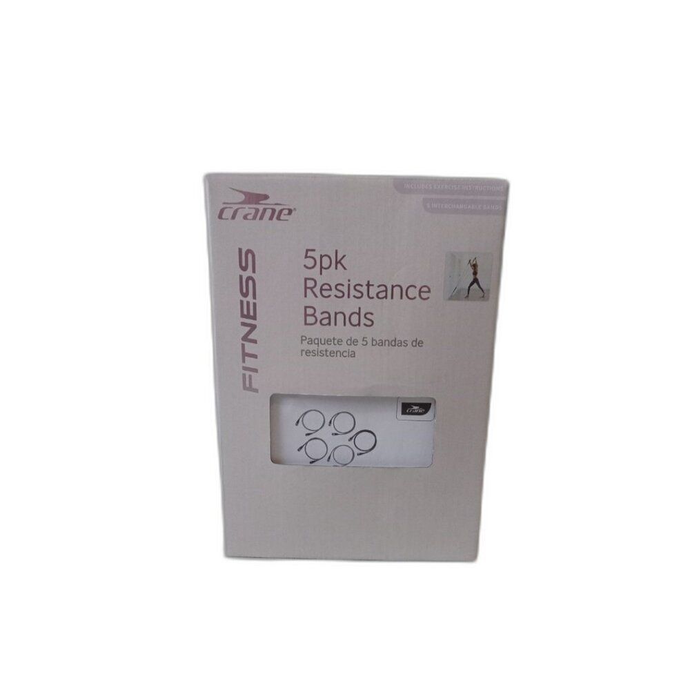 Crane Fitness Strength Building and Stretching 5 Pack Colorful Resistance Bands